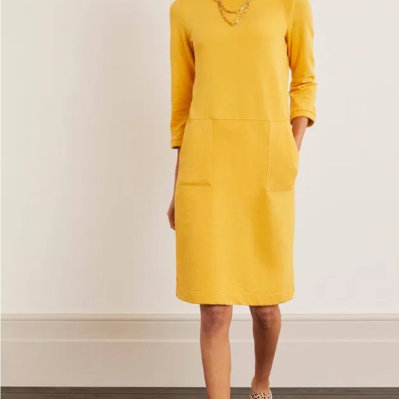 Boden Hannah Sweatshirt Dress US 8 Mustard Yellow Tuscan Sun - Picture 3 of 3